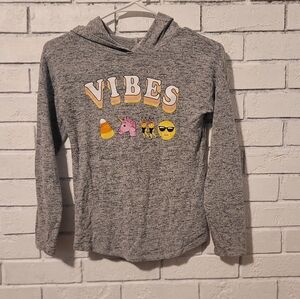 ​Grayson Social Grey Marled "VIBES" Halloween Emoji  Hoodie Sweatshirt - Size M